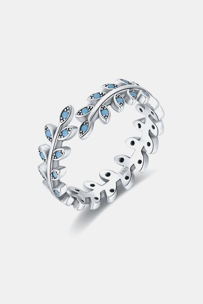 925 Sterling Silver Leaf Shape Turquoise Bypass Ring